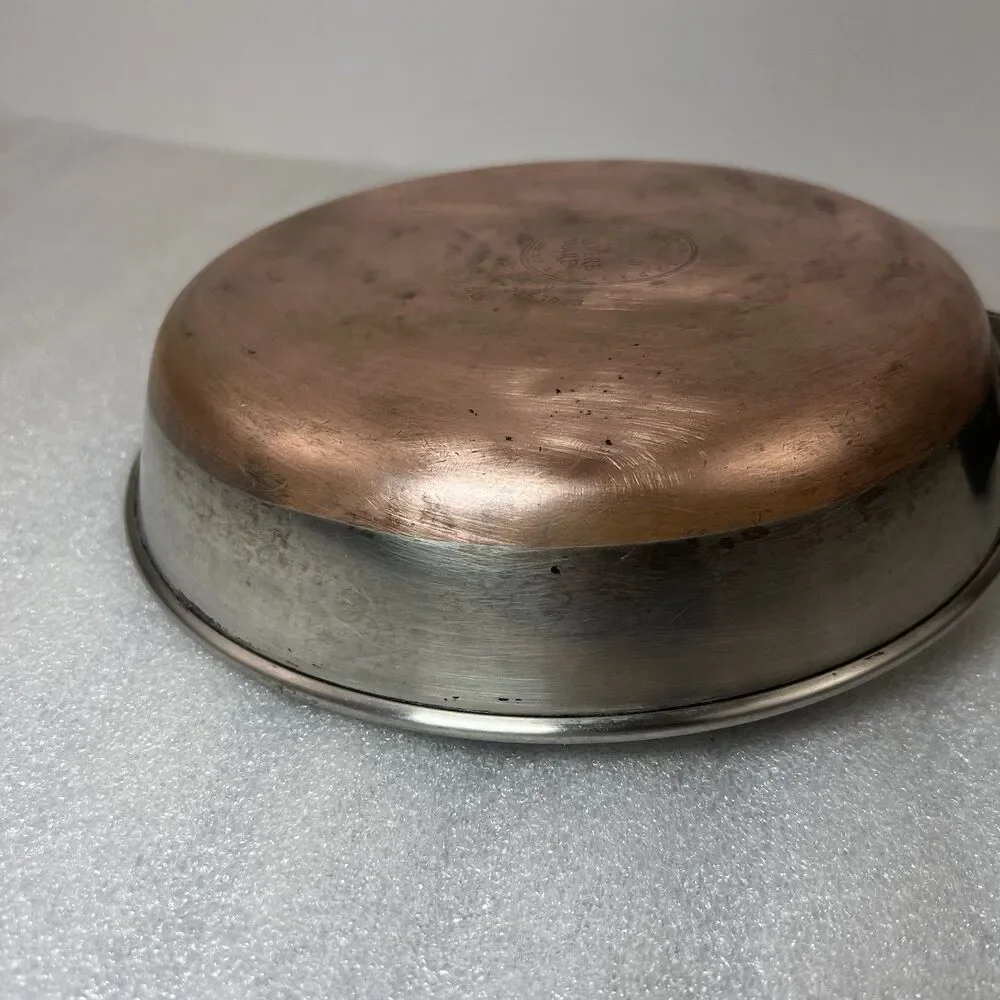 Vtg Revere Ware 8” Skillet Frying Pan Copper Clad Stainless Pre 1968 Reverside